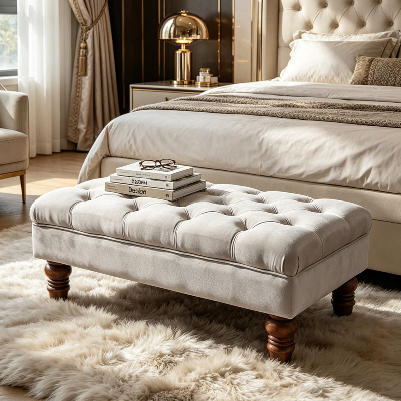 Velvet Upholstered Bench