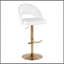 Tabouret de bar réglable avec pivot en métal doré et similicuir blanc avec repose-pieds rond en T - ensemble de 2-69035696-69035699