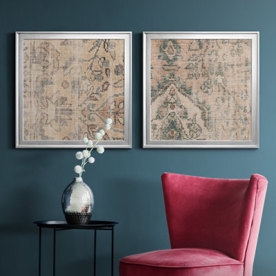 «Faded Textile I», ensemble de 2 reproductions d'art sur toiles encadrées