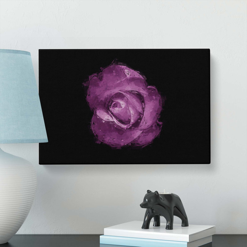 Purple Rose In The Shadows In Abstract - Wrapped Canvas, 50cm H x 76cm W x 3cm D