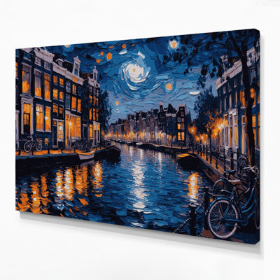 Cities Amsterdam Netherlands Gray Canvas Wall Art