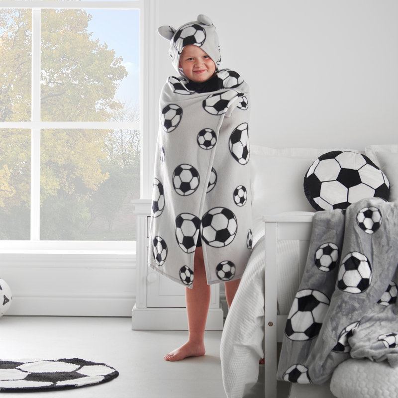 Cosy Football Fleece Football Hooded Blanket