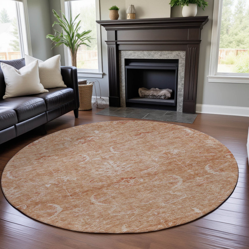 Tapis damassé de qualité supérieure lavable à la machine AMF1083, Rond 8 pi
