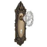 Crystal Chateau Interior Mortise Door Knob with Victorian Long Plate