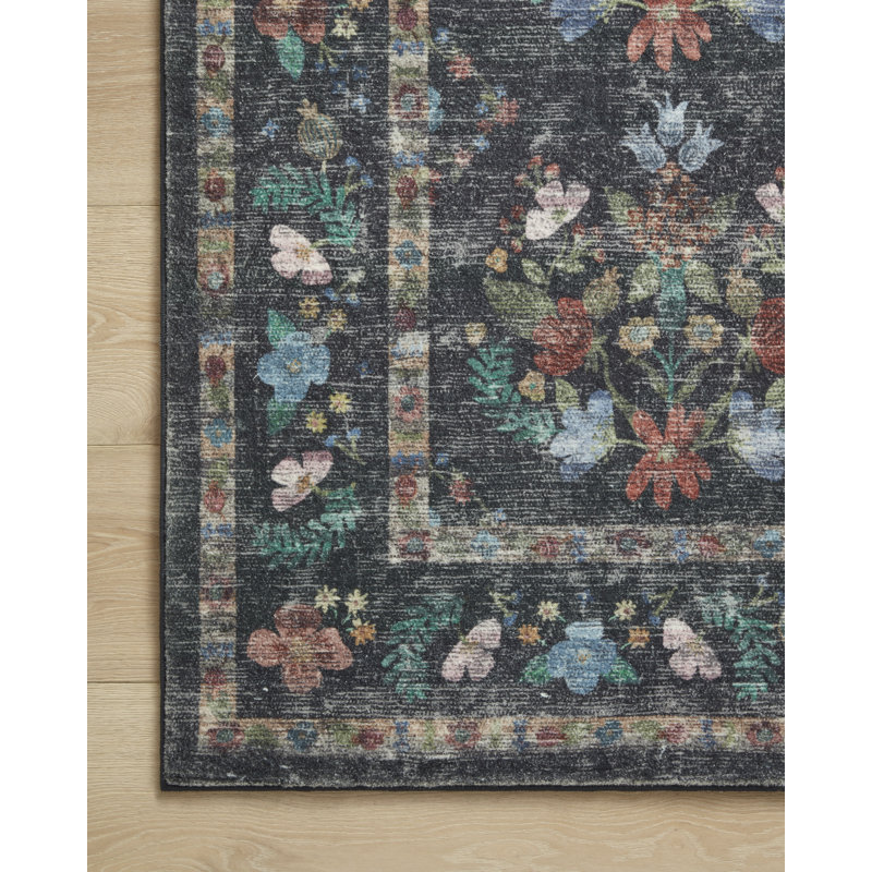 Tapis gris anthracite Rifle Paper Co. x Loloi Courtyard CloudPile, Rectangle 5 pi x 7 pi 6 po