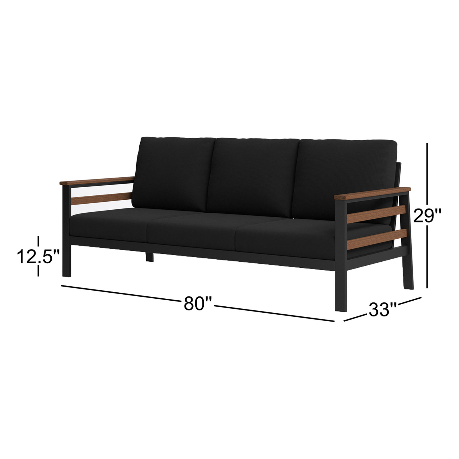 Townsend 80" Sunbrella® Patio Sofa, Canvas Navy Sunbrella® Canvas, Antique Mahogany