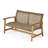2-Seater Outdoor Wicker Patio Loveseat with Wood Frame and Curved Backrest-746130871
