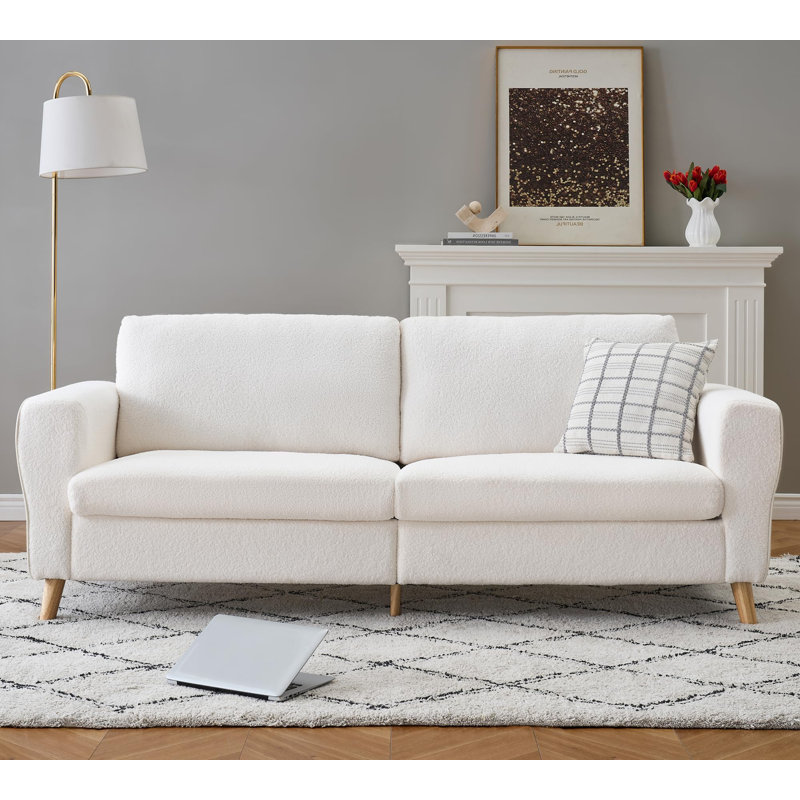 Loveseat Sofa, 84 Inch Modern Couch With Style Armrests & Wooden Feet