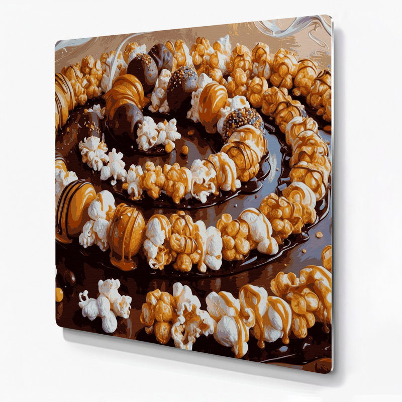 Art mural en métal brun Desserts Popcorn, H 8 po x l 8 po