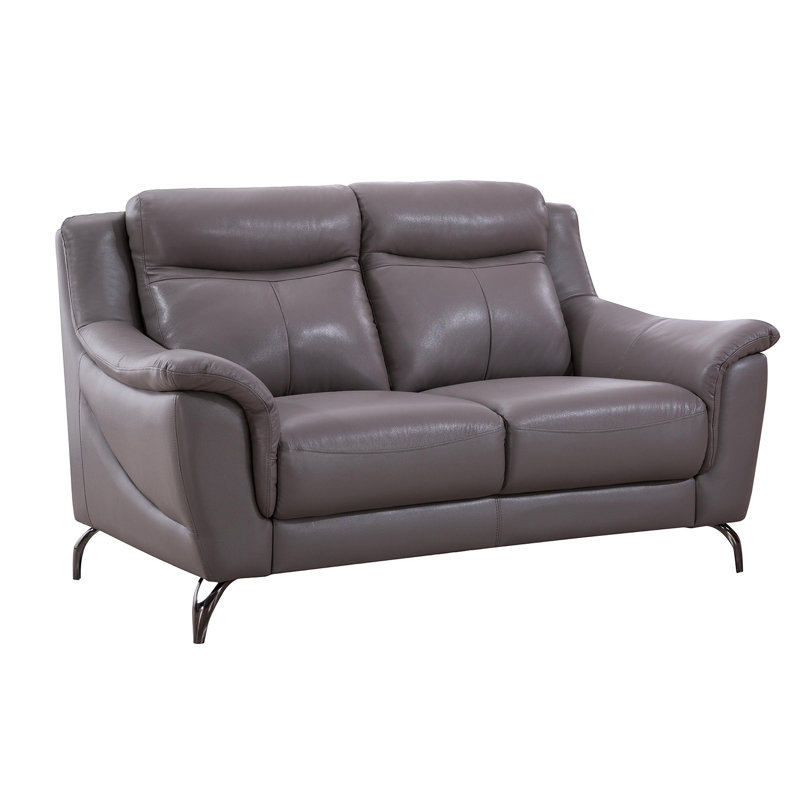 Groveson Upholstered 62'' Loveseat, Dark Tan Genuine Leather