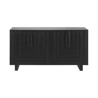 Modern Sideboard, 59''×15.75''×32.5'' Storage Cabinet With 4 Doors, MDF And Ash Veneer, With Metal Handles Finish, Suitable For Dining/Living Room Storage