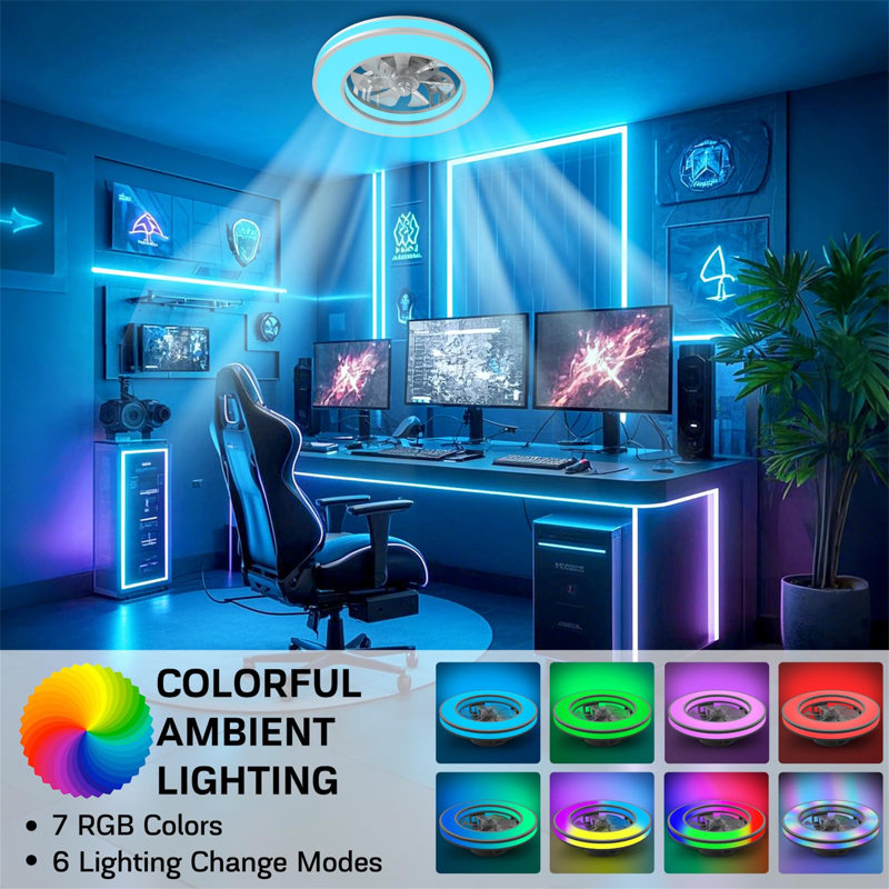 Ceiling Fan with LED Lights, Clear