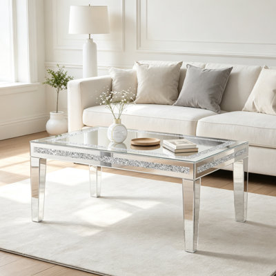 Rectangular mirror glass coffee table