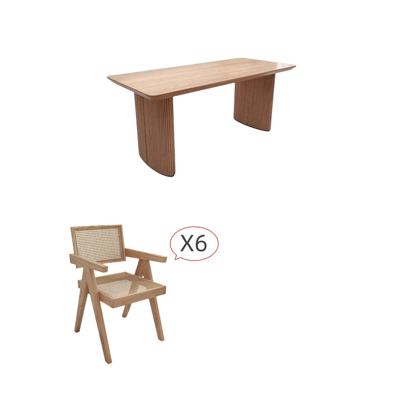 Ensemble de salle à manger 7 pièces Vintage, H 29,5 po x L 70,8 po x l 31,5 po