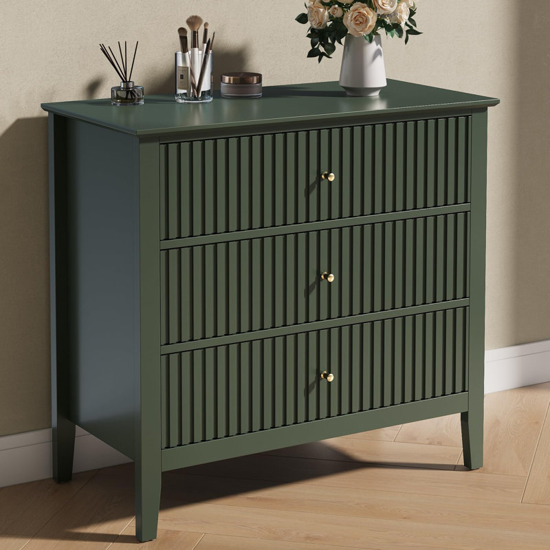 MDF 3 - Drawer Rectangle Accent Chest, Green