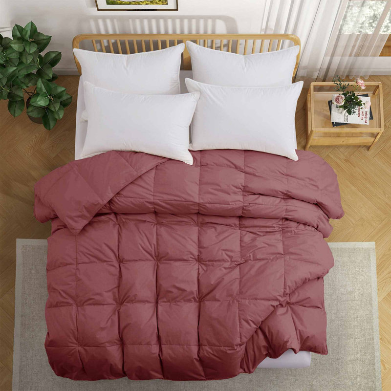 Insert de couette toutes saisons en plumes d'oie de coton biologique Puredown, Édredon très grand, Rouge
