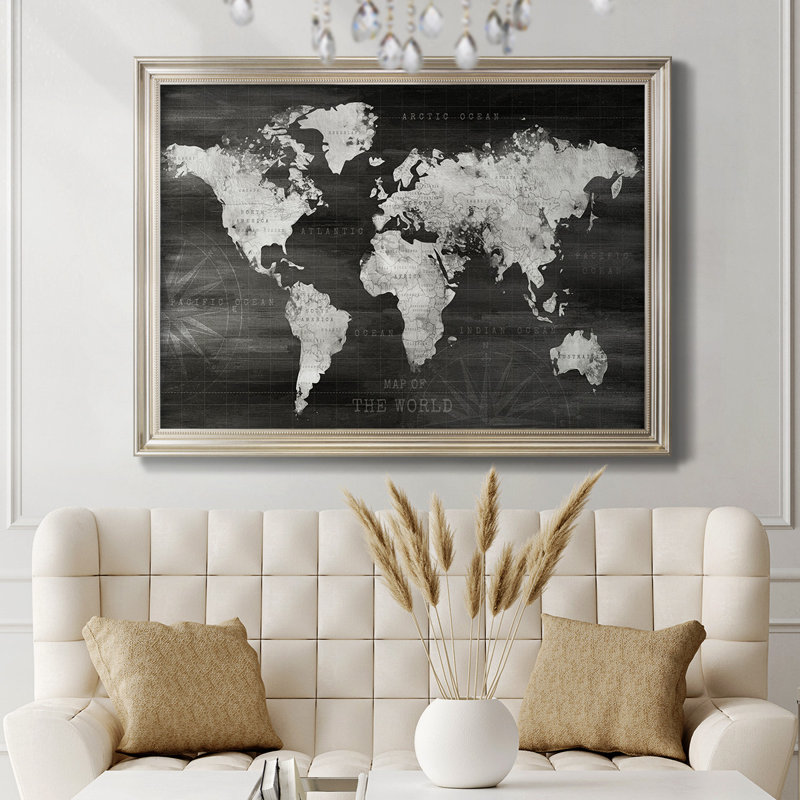 " Industrial World Map ", 21" H x 25" W x 2.5" D
