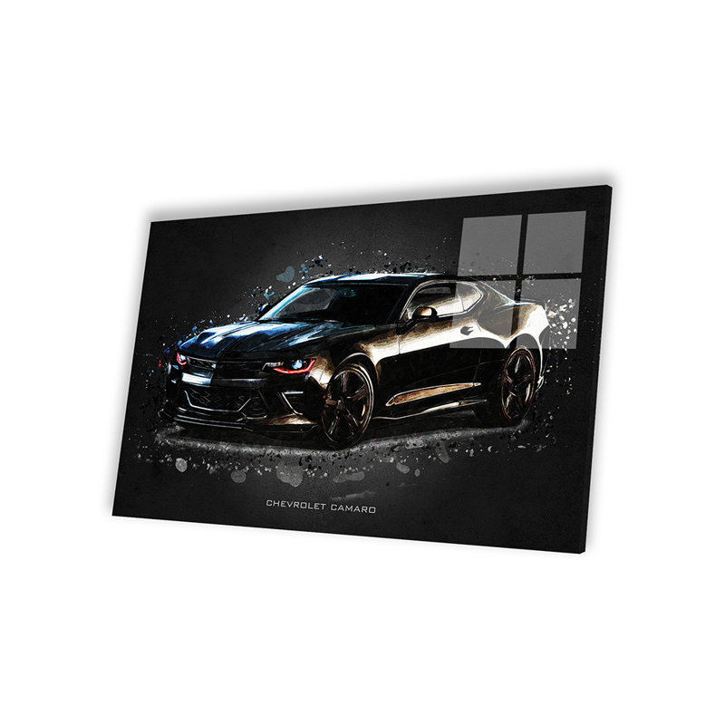 Imprimé acrylique sur verre acrylique, Camaro, H 16 po x l 24 po x P 0,25 po