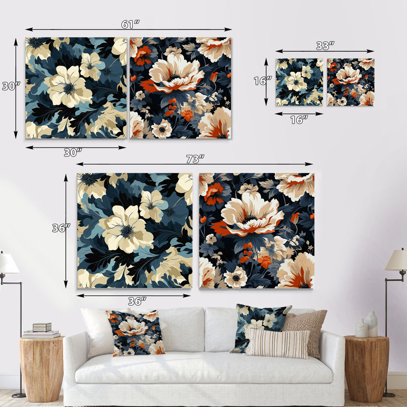 Melyna - Ensemble de 2 art mural en verre acrylique, H 16 po x l 33 po