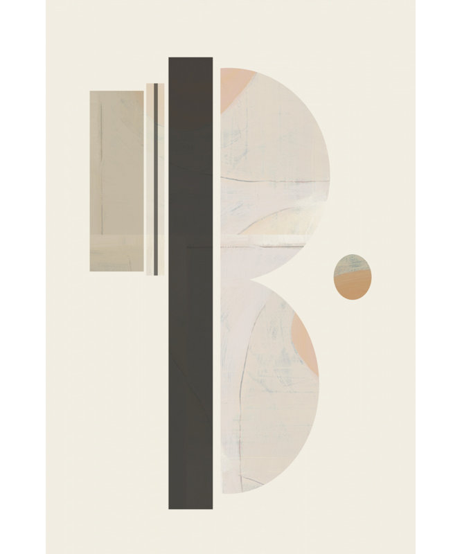 Soft Geometric Balance by Cartissi — Abstract Wall Art, 40 × 60, Matted Framed Print, White