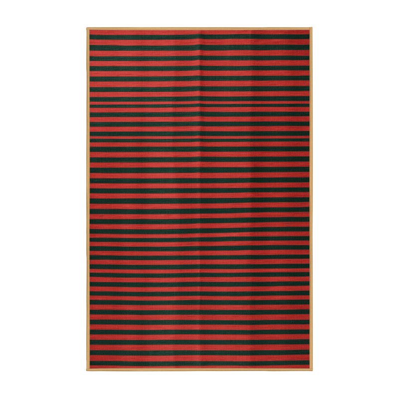 Tapis brun à rayures horizontales lavable à la machine, Rectangle 3 pi x 5 pi