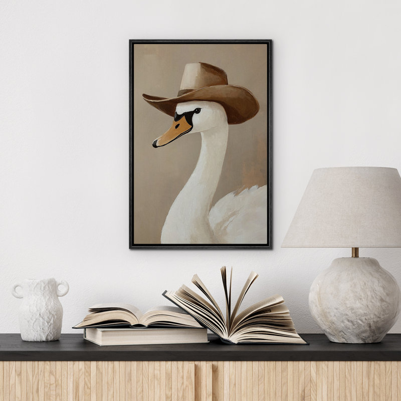 Impression sur toile Cowboy Swan Bird Western Decor, Noir, noir, noir, noir, H 24 po x l 16 po