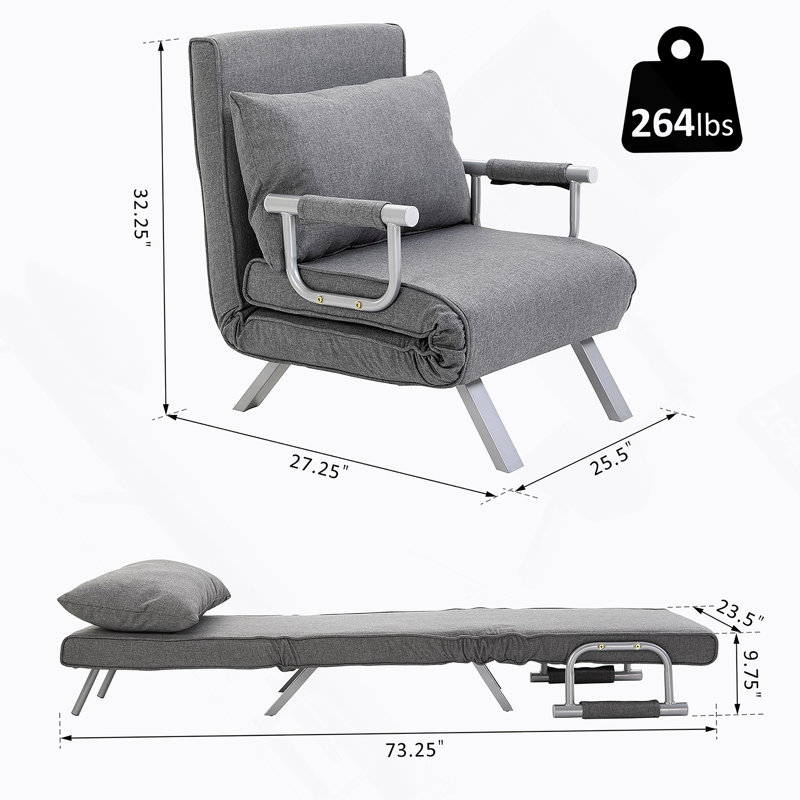 Fauteuil convertible polyvalent avec dossier réglable et revêtement confortable pour la détente