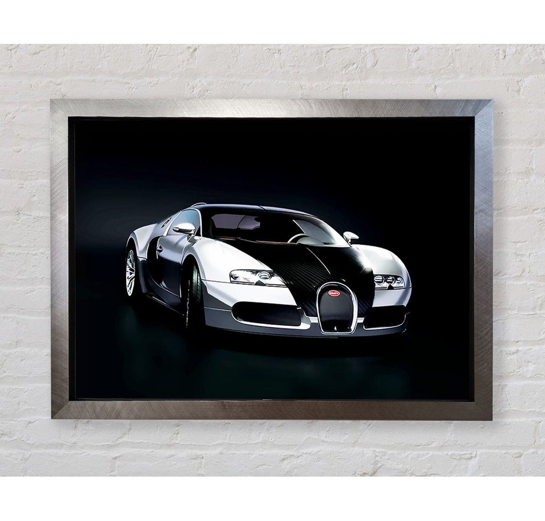 Bugatti Veyron Schwarz Silber - Einzelner Bilderrahmen Kunstdrucke