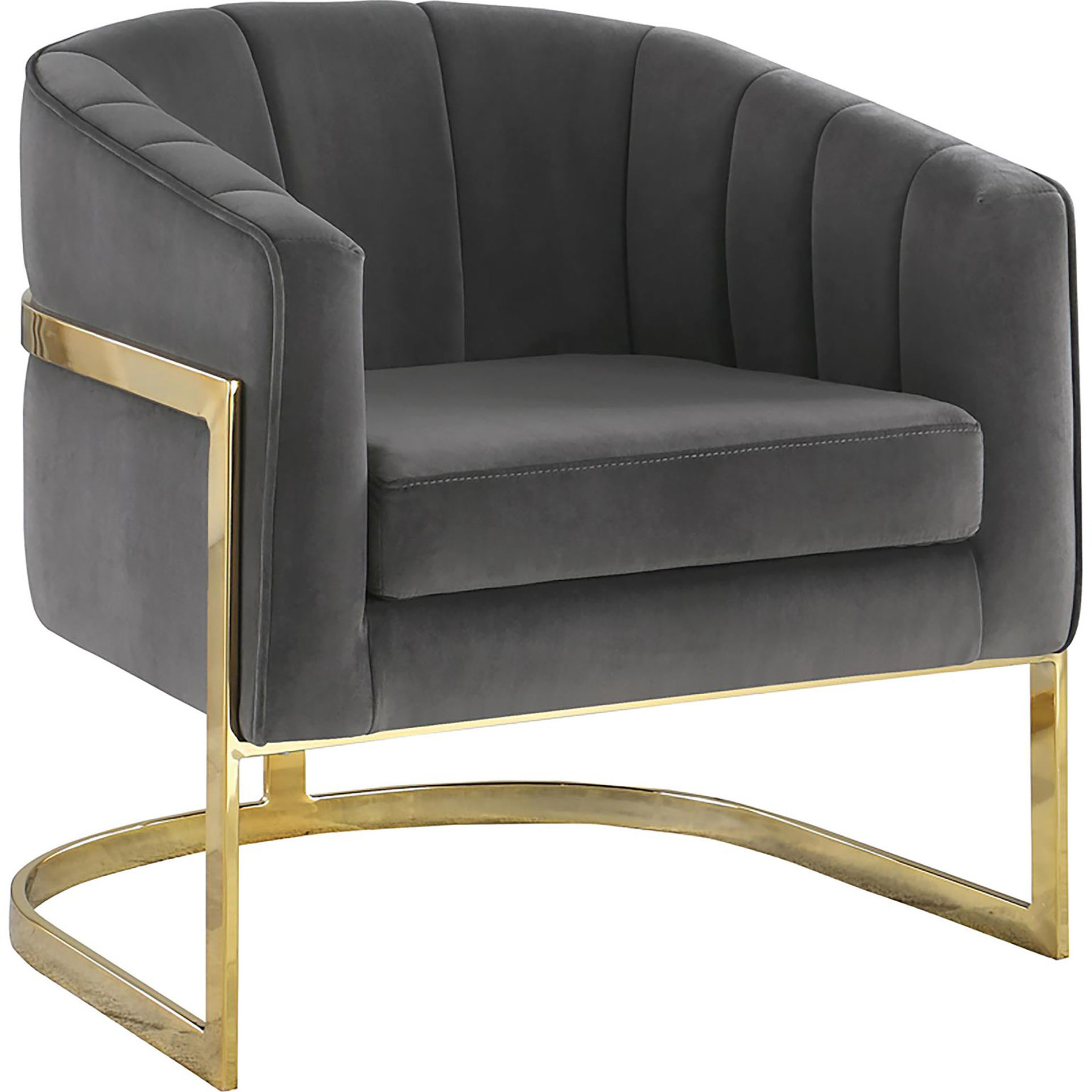 Everly Quinn Contemporary Dark Grey Accent Chair, Velvet, Glamorous ...