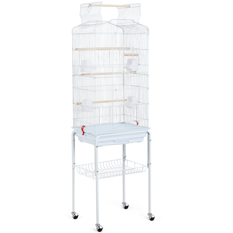 Cage à oiseau avec roulettes 59,3 po, Blanc