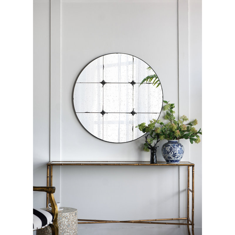 Miroir rond 36 po en verre antique traditionnel - Décorez votre maison avec salle de bain, vestibule, console