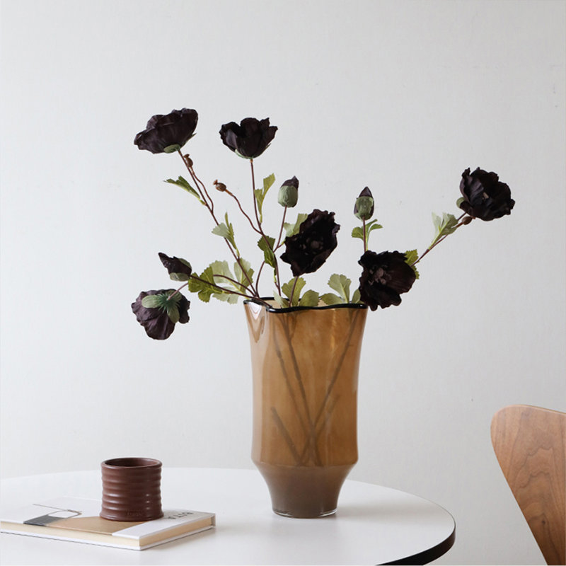 Brown Cylinder Modern Glass Table Vases