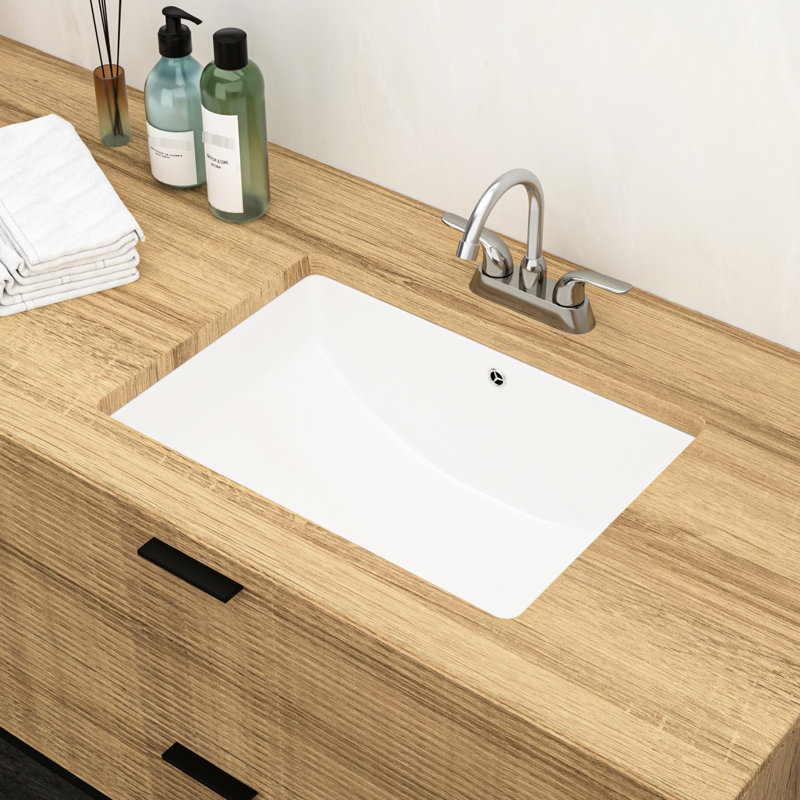 21.5"x15" Undermount Ceramic Sink For Bathroom With Overflow - Elegant Modern Appearance, Stain , Different Areas European Design, Fits Multiple Settings