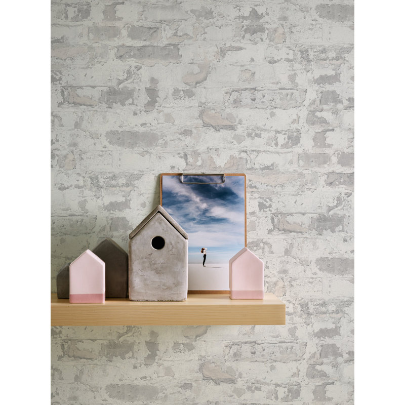 Bricks and More Collection Industrial Chic Brick Wallpaper Roll, White