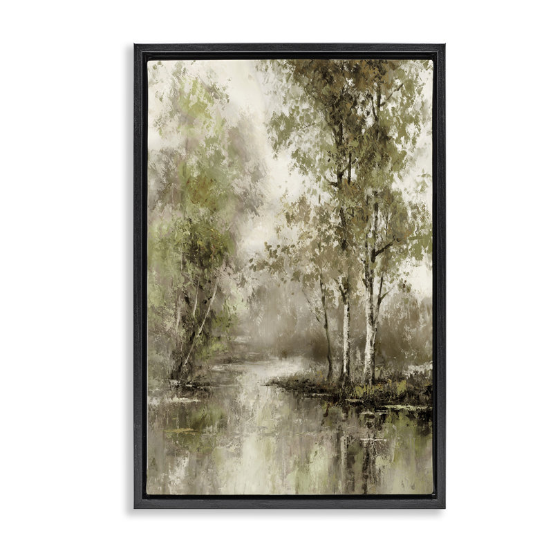 Cadre flottant Impressionist Spring Forest, design par T.C. Chiu, Cadre flottant noir de jais, H 25 po x l 17 po