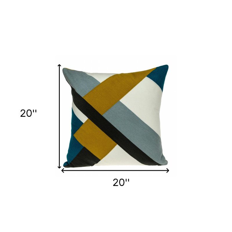 Parkland Collection Lumen Multicolor Geometric 20" x 20" Embroidered Decorative Throw Pillow