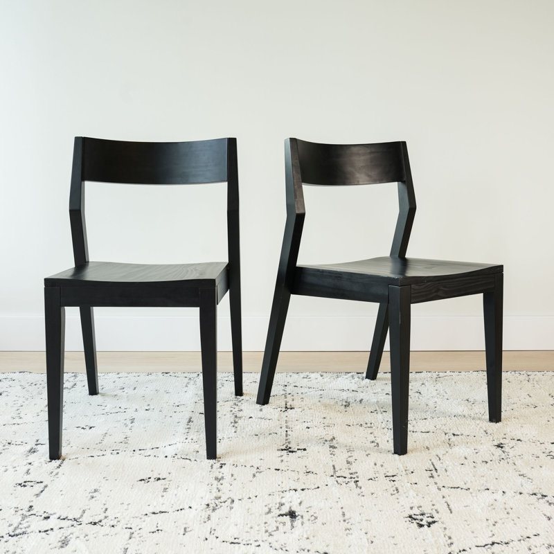 Linzy Solid Wood Modern Dining Chair, Black