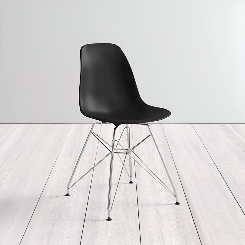 Eiffel Chair With Chrome Base, Black