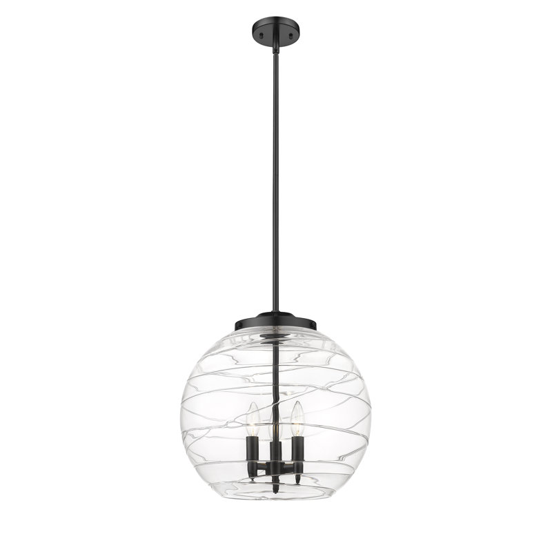 Luminaire suspendu sphérique 1 lumière Cindi, Noir mat, H 17,13 po x l 15,75 po x P 15,75 po