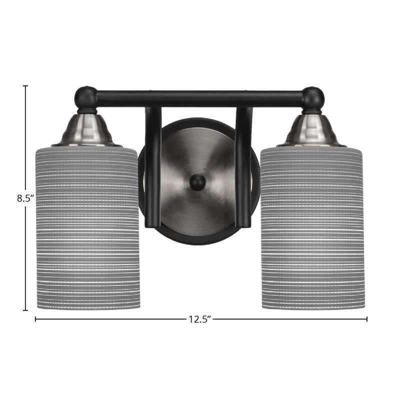 Michell 2-Light Bath Bar, Gray, Matte Black/Brushed Nickel