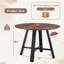 Table ronde moderne et minimaliste avec base en métal robuste et plateau en panneau de fibres à densité moyenne pour la salle à manger ou le café.