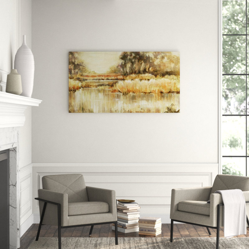Golden Marsh Painting, Outdoor, 30" H x 55" W