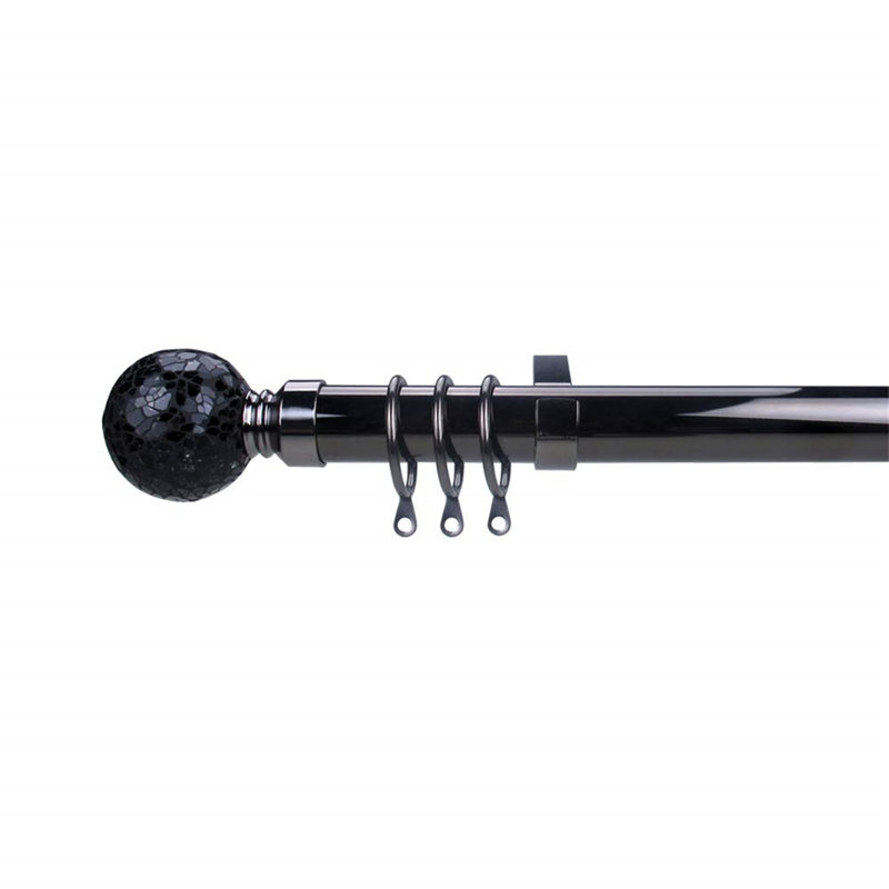 Spivey Adjustable Single Curtain Pole, 120cm H x 6cm W x 6cm D, Nickel/Matte Black