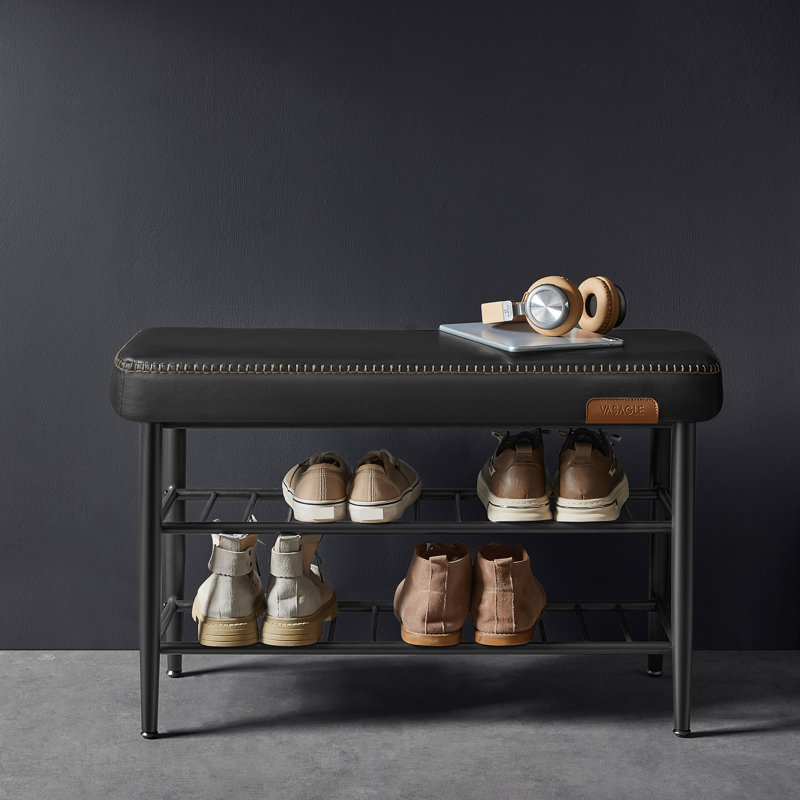 8 Pair Shoe Storage Bench, Ink Black