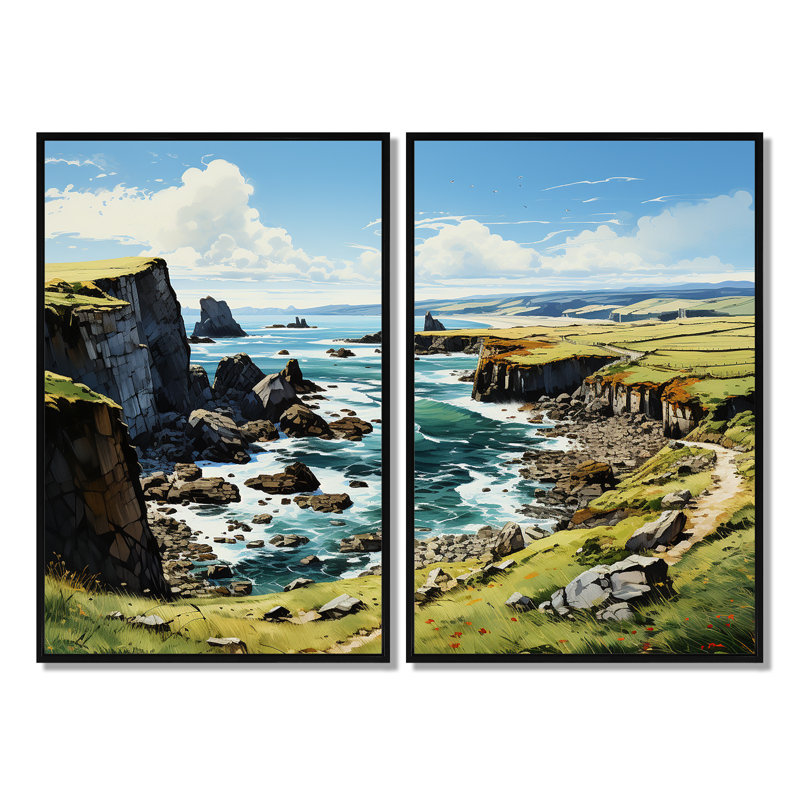 Irlande, péninsule de Dingle Cilf I - impressions d'art sur toile vertes, 36" H x 48" W, Impression encadrée flottante, Black