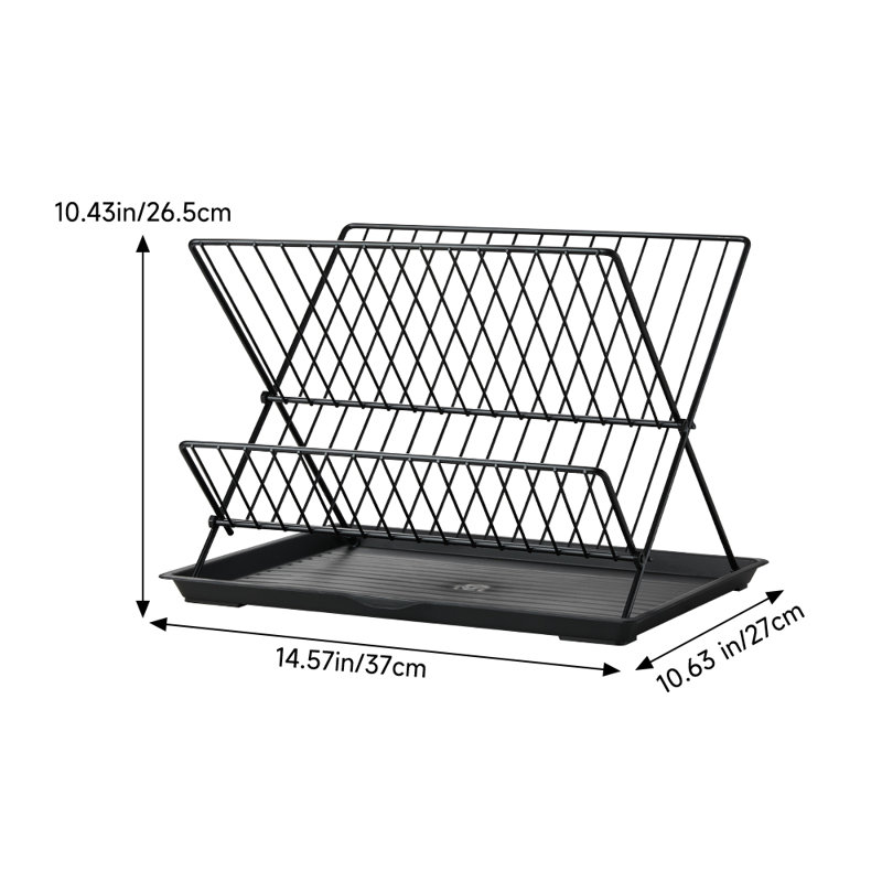 Adjustable Countertop Dish Rack, Matte Black