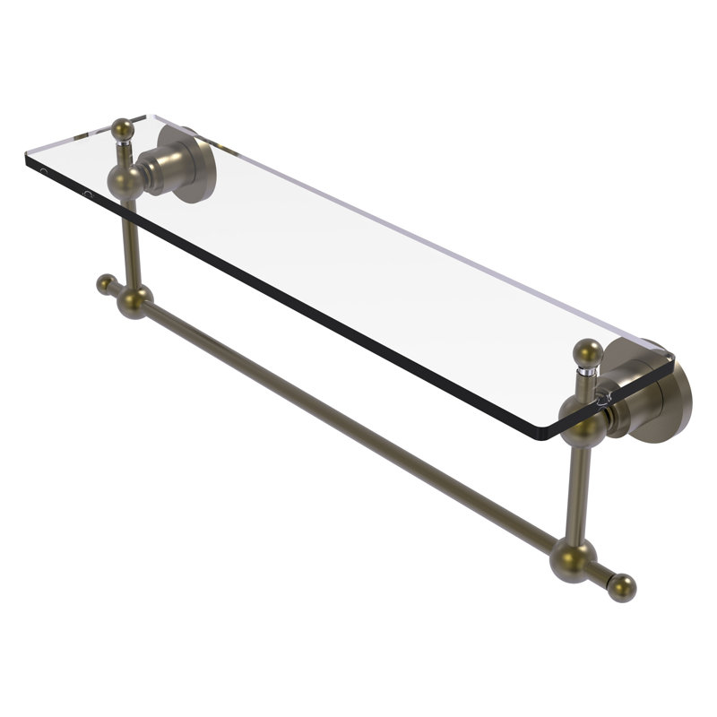 Lera Bracket Shelf with Towel Bar, Antique Brass, 22" W x 4" H