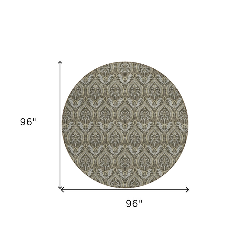 Tapis intérieur lavable antidérapant rond 8 'taupe et beige rond