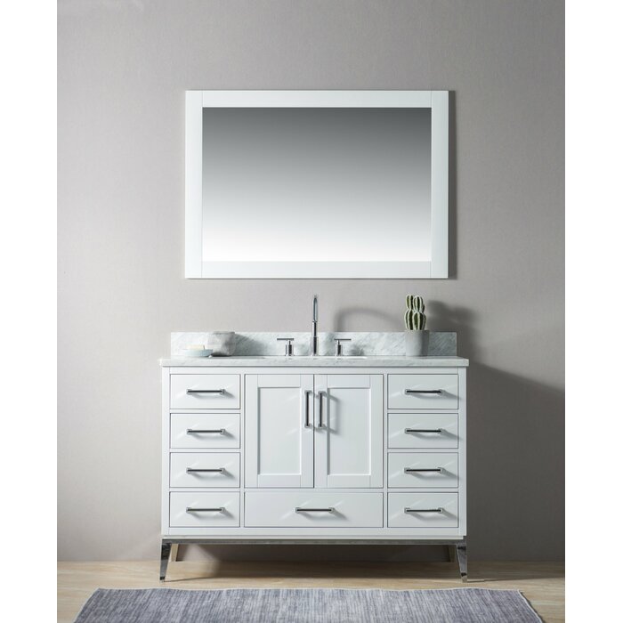 Mercury Row® Bruder 48'' Single Bathroom Vanity with Marble Top with ...
