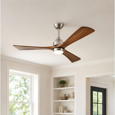 Ventilateur de plafond 52 "avec pales en bois massif et télécommande